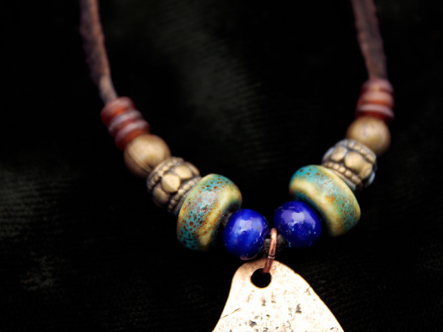 Extreme close-up of beads on necklace